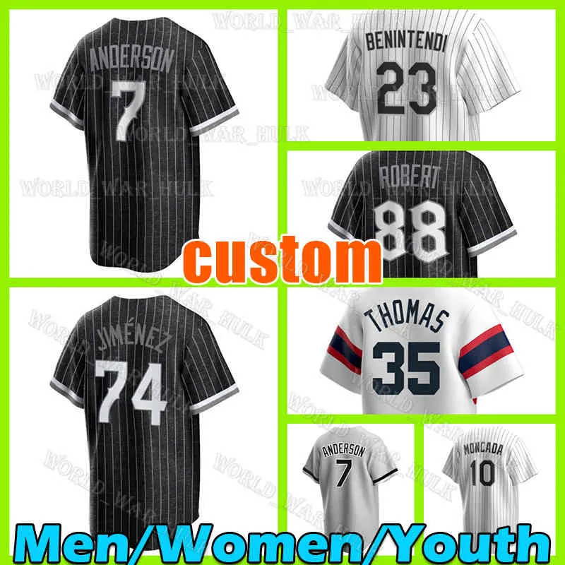 

CUSTOM CUSTOM 7 Tim Anderson Baseball Jersey Chicagos 74 Eloy Jimenez 23 Andrew Benintendi 88 Luis Robert Jr. Yoan Moncada White Sox Frank T, Women custom cool base(b w)