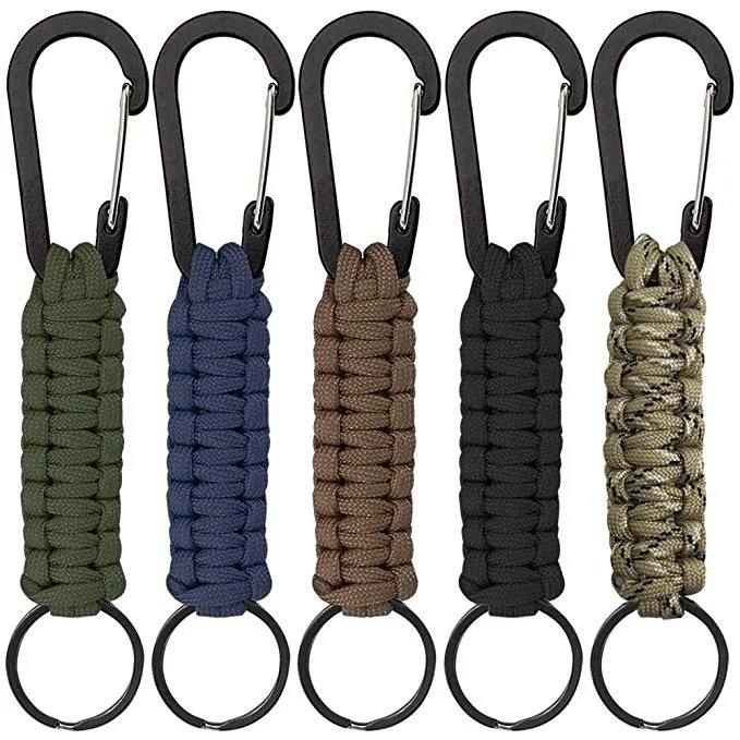 

Paracord Keychains with Carabiner, Braided Lanyard Ring Hook Clip for Keys Knife Flashlight Outdoor Camping Hiking Backpack Fit Men Women