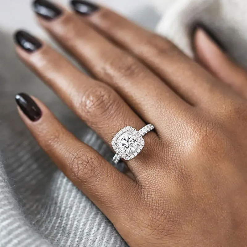 Designer jewelry Wedding rings for women Men Engagement ring Square Silver Cubic Zircon Bird ring Dazzling fashion jewelry gift