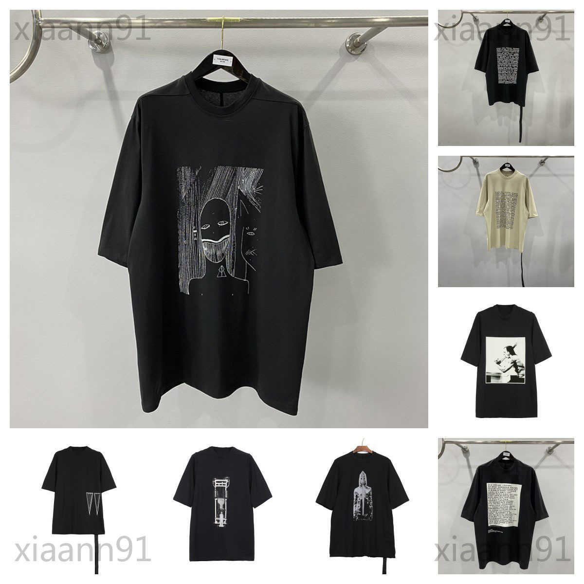 

2023 Designer Casual Rick Original shirt Fashion classic Rick Ownes Oversized t shirt Mens women printed letter dark black style t shirt Hiphop Streetwear Clothing