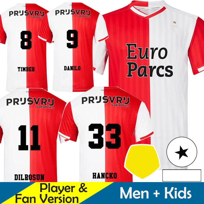 

23/24 FeyENooRdS Soccer Jerseys voetbal Kids Kit 2023 2024 Football Shirt Training Home Away Fan Player Version Goalkeeper Maillot TIMBER DANILO DILROSUN HANCKO, 23-24 home ucl patch