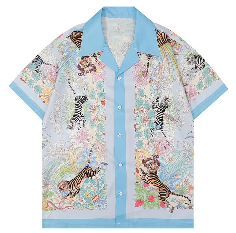 

23GGS summer new Men's Shirts Short sleeve high quality Mens Casual Shirts Tiger flower printing Brand designer Shirts