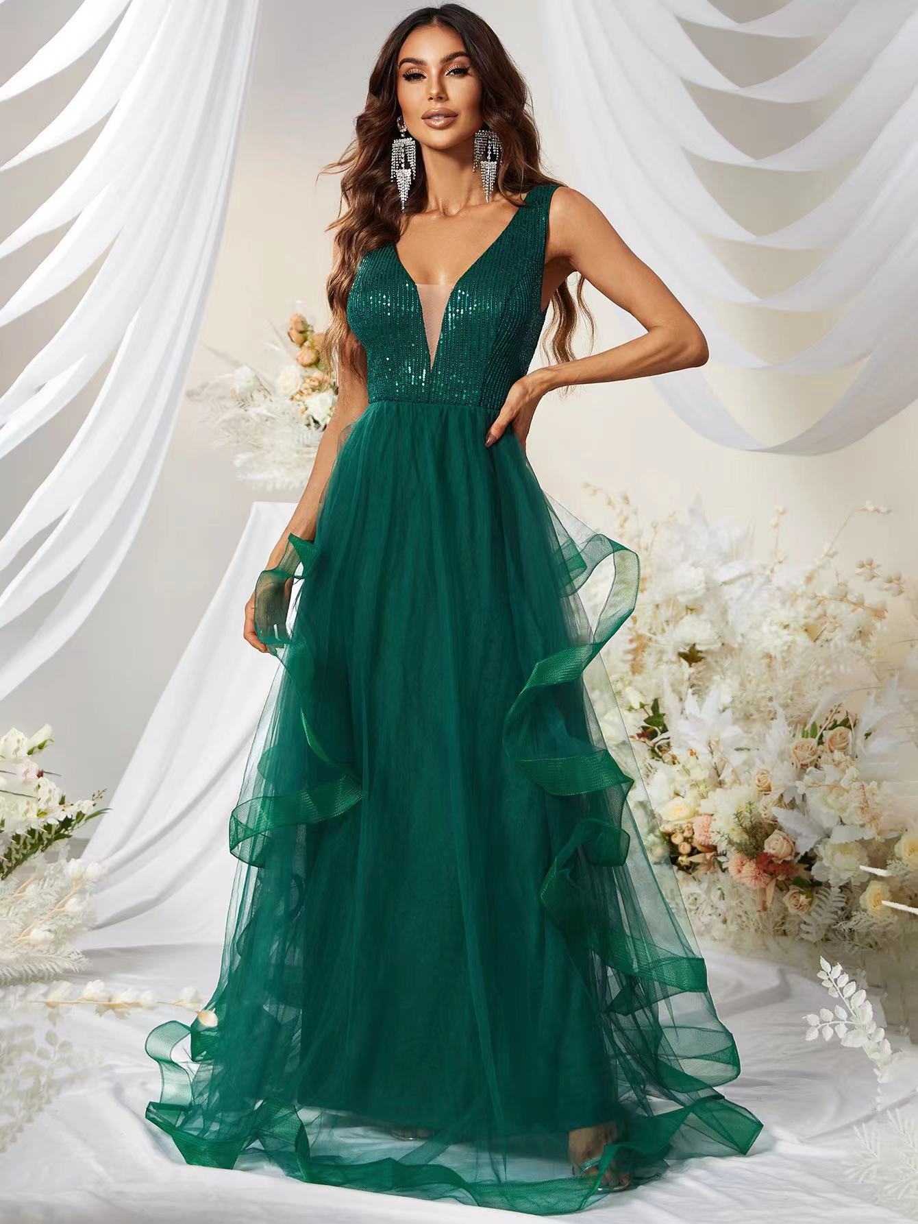 2023 Plus Size long Prom Dresses sexy sequined Black elegant Sparkly Lace Beaded new bling Evening Formal Party Second Reception Birthday Engagem-image-881589855