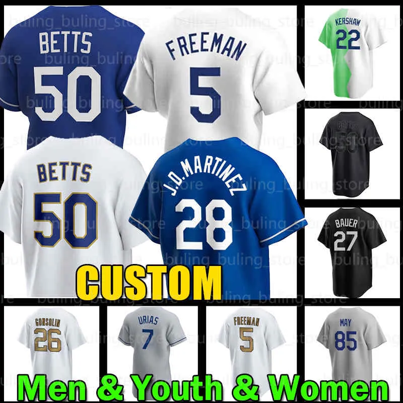 

CUSTOM CUSTOM 5 Freddie Freeman Baseball Jersey 50 Mookie Betts Los Angeleses Julio Urias Martinez Jason Heyward Dodgers Max Muncy Chris Tay, Women jersey(d q)