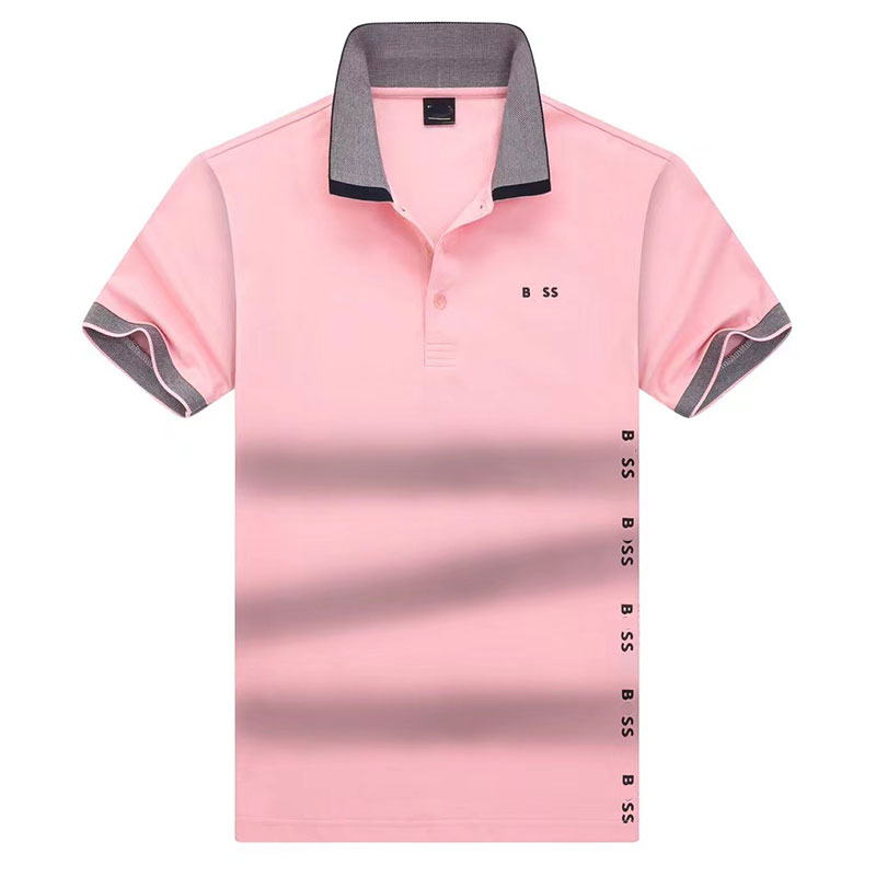 

BOSS Mens Fashion POLOS Summer Fashion Brand Short Sleeve Letter Printing Casual T shirt Polo Neck Breathable Top, Customize