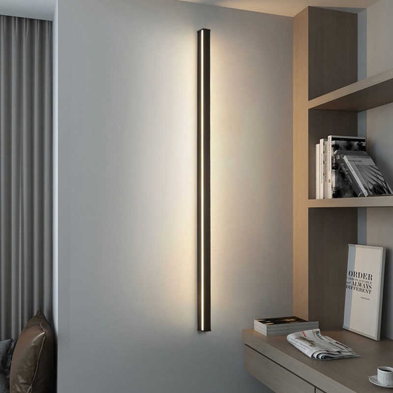 Lámparas de pared Superventas lámpara de noche de pared larga tira de luz personalidad simple dormitorio principal línea TV sofá fondo decorativHKD2