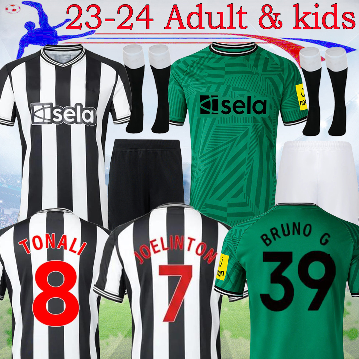 

NewCastLe 2023 home away Soccer Jerseys BRUNO G. JOELINTON ISAK 23 24 TONALI ISAK Fans Player MAXIMIN WILSON ALMIRON Football Shirt man kids kit 16-XXL, 23-24 home fans