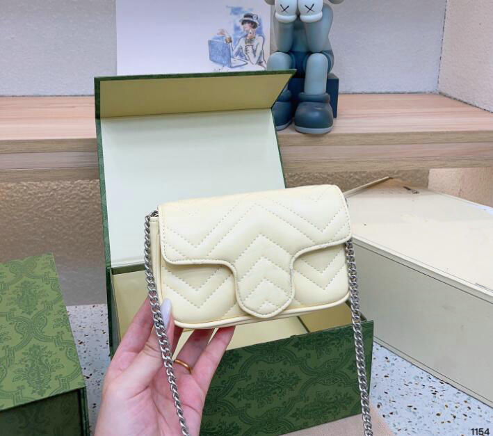 

Designer Leather Marmont Shoulder Bag Mini Cross Body Bags Women fashion chain Handbags Luxury Crossbody Purses 16cm, Cream