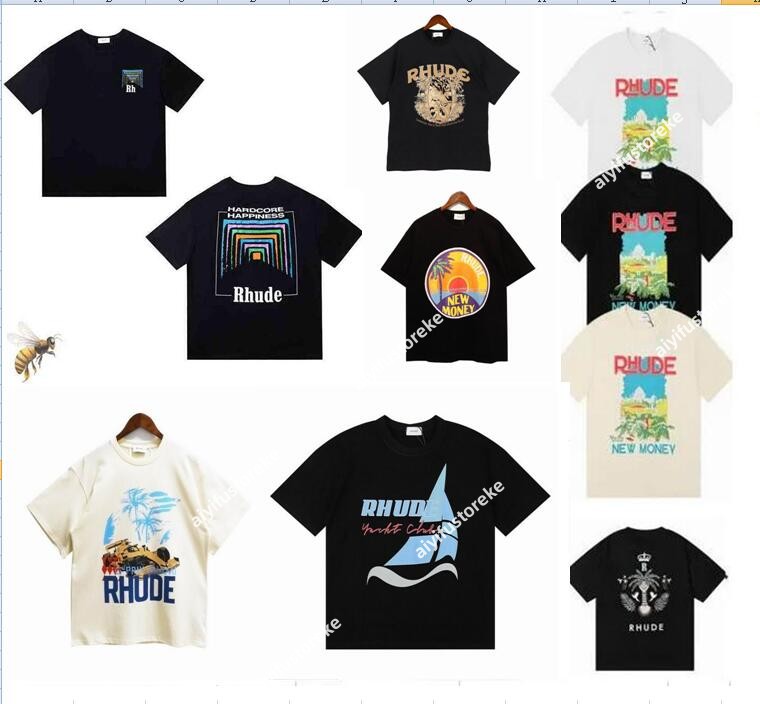

Summer Mens T-shirts Womens Rhude Designers for Men Tops Letter Polos Embroidery Tshirts Clothing Short Sleeved Tshirt Large Tees, Cus5