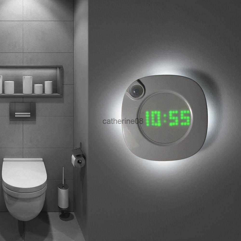 

Novelty PIR Motion Sensor LED Digital Wall Clock Magnet Hang Clock Night light Two lights Colors Change for Toilet Bedroom lamp L230621