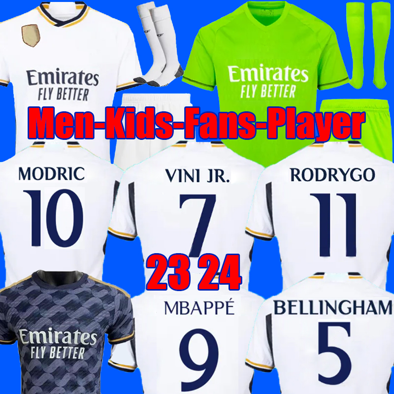 

2023 2024 BELLINGHAM VINI JR soccer jerseys JOSELU Tchouameni MODRIC rEal mAdRidS 23 24 football shirt CAMAVINGA Rodrygo Camisetas men kids kit uniforms fans player, 22 23 away adult + patch