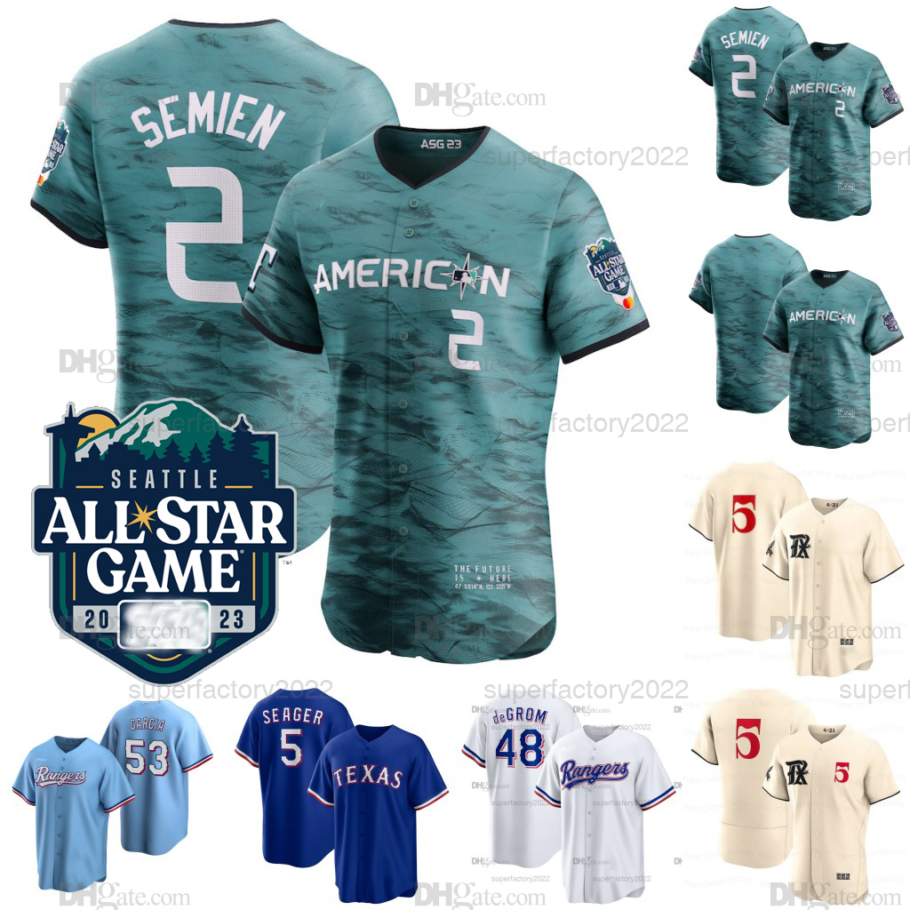 

Texas 2023 All Star Baseball Jersey Jacob deGrom Corey Seager Adolis Garcia Marcus Semien Nathaniel Lowe Mitch Garver Josh Jung Nathaniel Lowe Jose Leclerc, Women 2023 city connect jersey