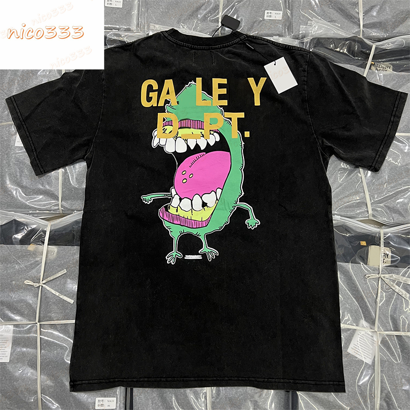 

23ss New t shirt GA Depts cartoon print letters retro do old cotton round neck loose versatile men and women simple short shirt, #01