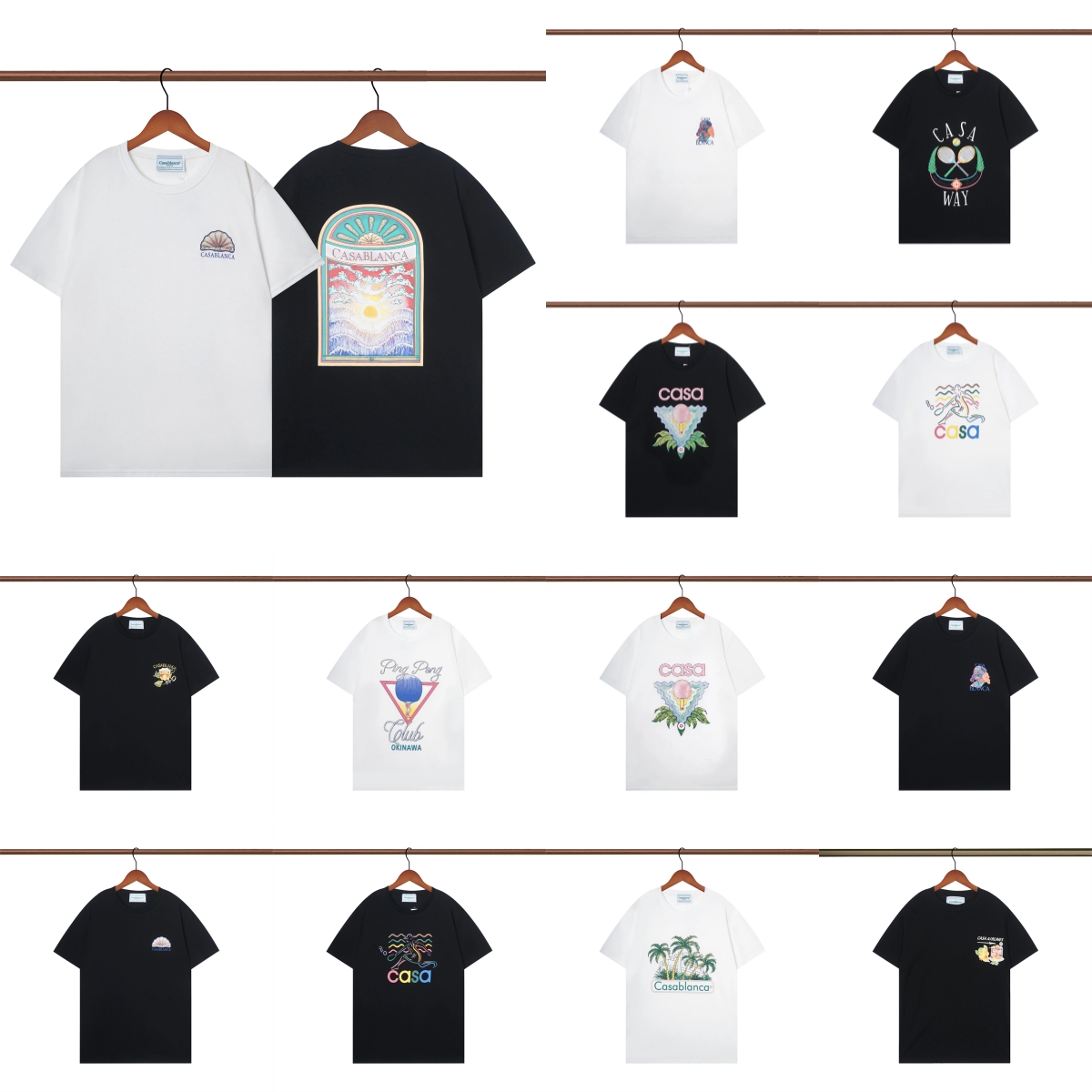 

Casablanca Summer T Shirt Men Designers T-shirts Tees Apparel Tops Mans Casual Chest Letter Shirt Luxury Clothing Street Shorts Sleeve Clothes Casablanca Tshirts, 51#