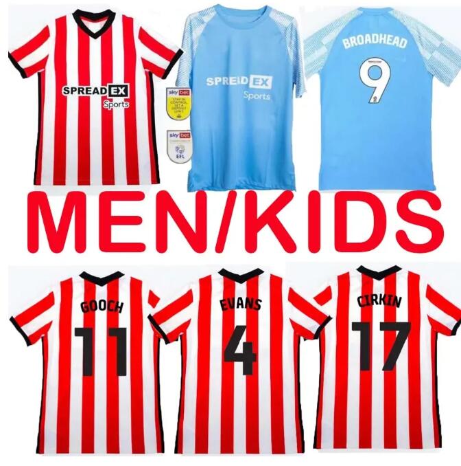 

22/23 SUNDERLAND Soccer Jerseys STEWART SIMMS ROBERTS AMAD CLARKE DAJAKU EMBLETON EVANS O'NIEN Football Shirt PRITCHARD Mens Kids Kit, Black