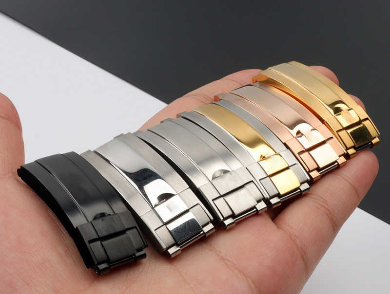 

mens watch grid clasp waches buckle 16*9mm accessories 316L Stainless Steel Silver Black Gold adjusted Folding deploymnet for R-XGMT