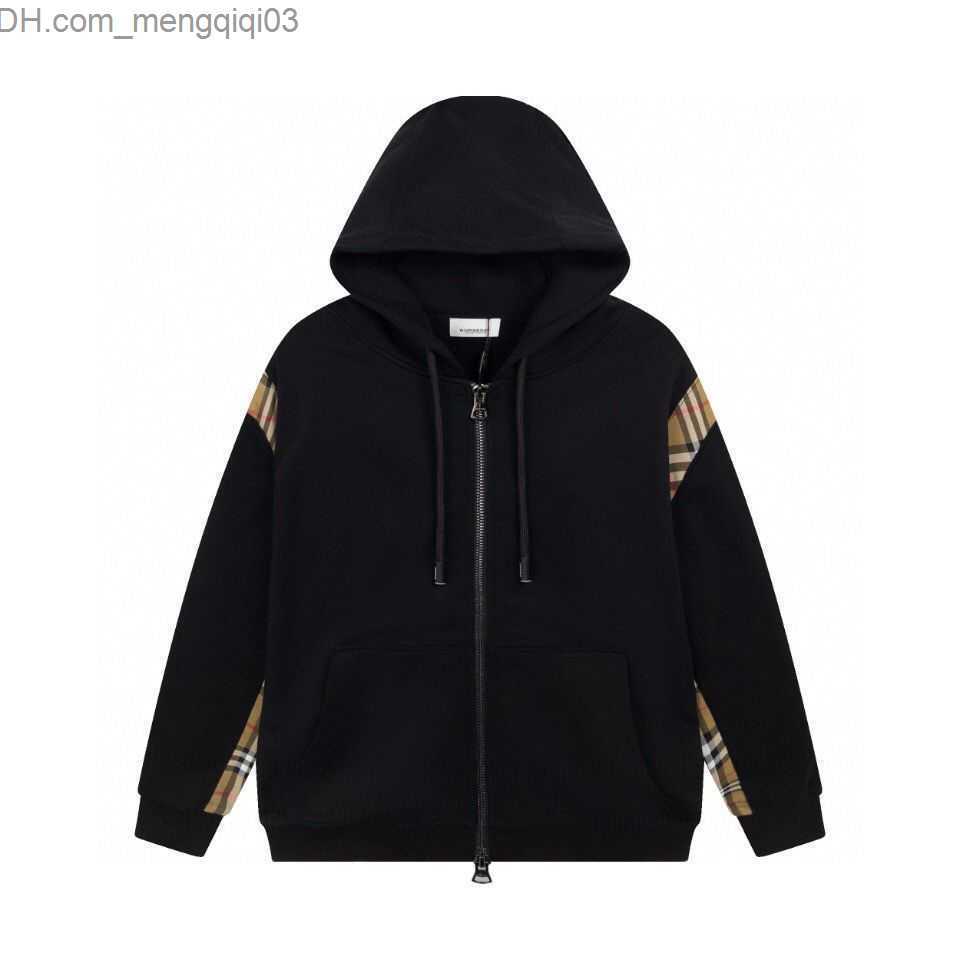 

Men' Hoodies Sweatshirts Mens Hoodie Burberys Pullover Sweatshirt High Edition Autumn Winter Simple New Style Shoulder Side Plaid Zipper Cotton Z230701, Black