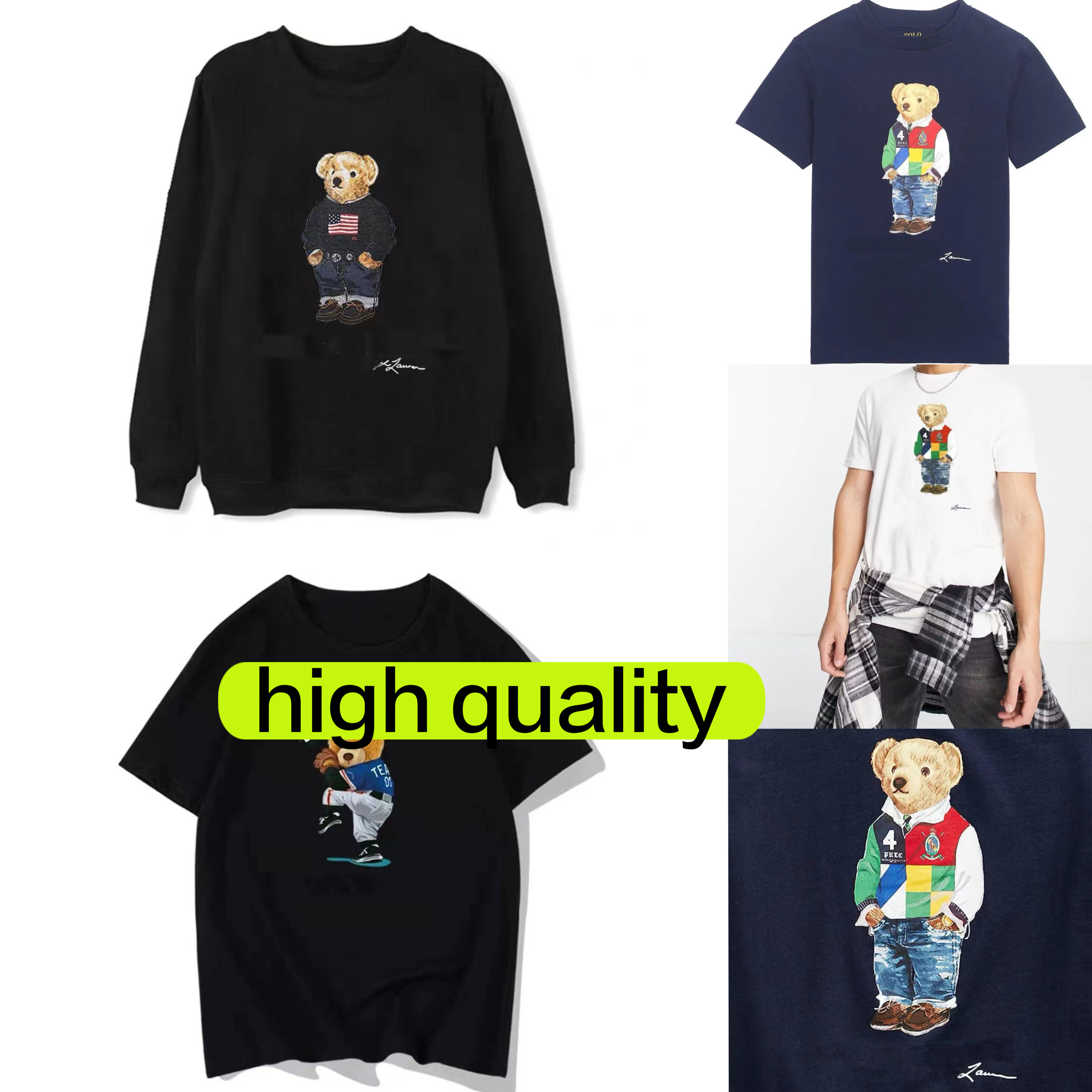 

2023 new Rl Designer Men Ralphs Polos Bear Embroidery Laurens Pullover Crewneck Long Sleeve Casual Printed Mens Asian Size 1 KO86, Lightpink