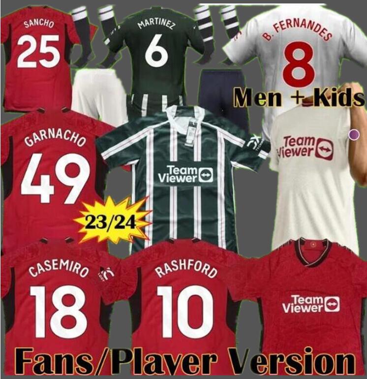 

United 22 23 24 SANCHO soccer jerseys BRUNO FERNANDES RASHFORD Manchesters football shirt men kids kit Sabitzer Weghorst ERIKSEN CASEMIRO ANTONY Martial carabao, Only adult size s-2xl