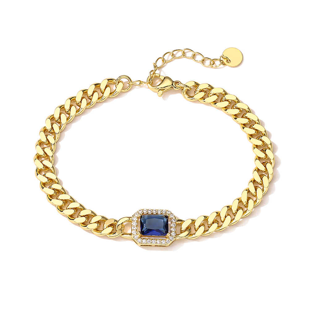

Luxury Cuban Link Chain Square Zircon Charm Bracelets for Lovers Gift