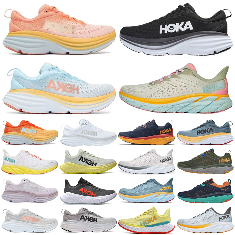 Hoka One One Clifton 8 9 hokas Running Shoes Bondi 8 White Black Coastal Sky Vibrant Orange Shifting Sand Airy Carbon X 2 Sneakers Women Men Jogg