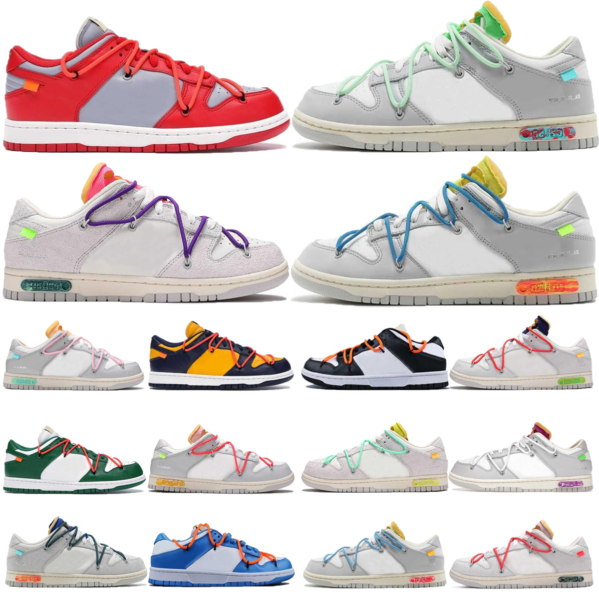 

Dunks Low Casual Shoes SB White Runinng Shoes The 50 Night Of Mischief Sail Grey Chicago Lot 01 Of 50 University Red Pine Green OW Mens Women Sports Trainers Sneakers, Color#9