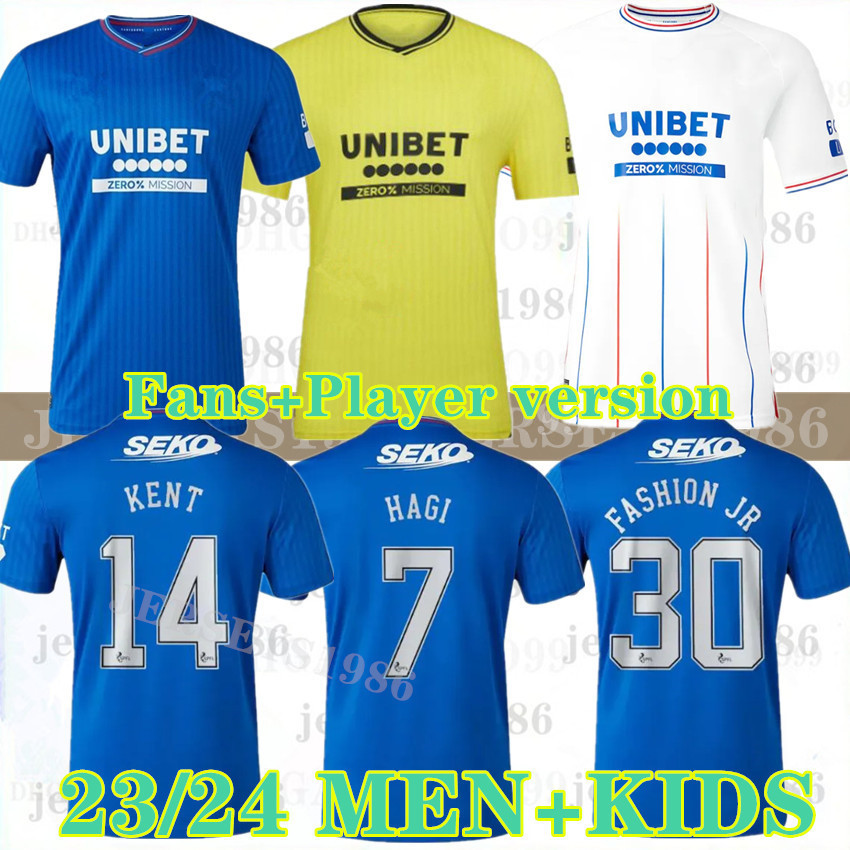 

2023 24 Glasgow Rangers Soccer Jerseys away Third Oranger Kit 23 24 Home Blue Away Legendary Commemorative Football Shirt men Kids Kit Set Fans Player version 888, 2324
