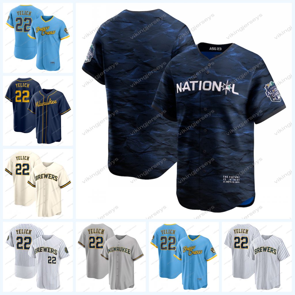 

Brewers 2023 All Star Jersey Garrett Mitchell Willy Adames Rowdy Tellez Luke Voit Joey Wiemer Christian Yelich Jesse Winker Owen Miller Victor Caratini Brian Yelich, Men flex base