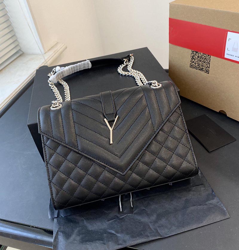 

Woman luxurys designer Shoulder Bags ENVELOPE Totes Chains Double Flap Genuine Leather Handbags Calfskin Crossbody bags YSLL Caviar Classic Diamond Quilted Bag, 1#grey