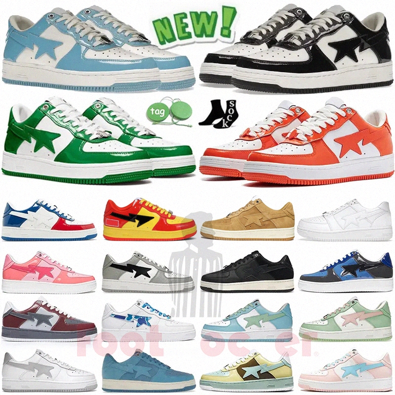 

Star Running Shoes Designer Bape Sta Bapesta SK8 Casual Shoes Low Baped Men Sneakers Patent Leather Black White Camouflage Skateboarding jogging Sports Bapestars Trainers, [top quality]-40