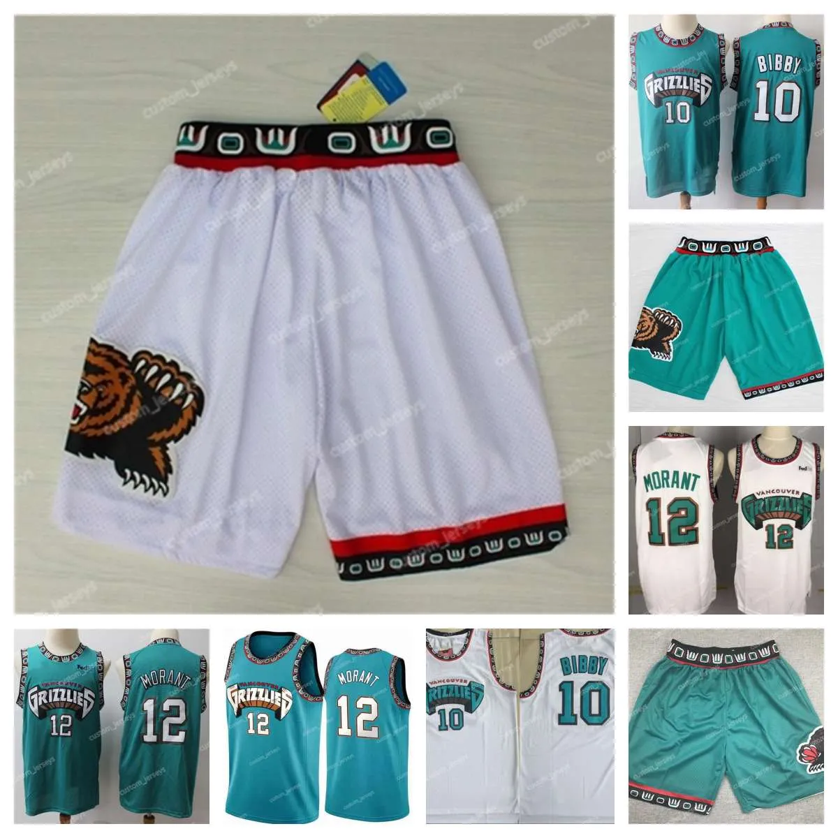 

CUSTOM Retro Mens 10 Mike Bibby White Green Jersey 12 Ja Morant Vancouver Memphis''Grizzlies''Men Jersey Michael Bibby Mesh HWC''NBA''Basket, #8