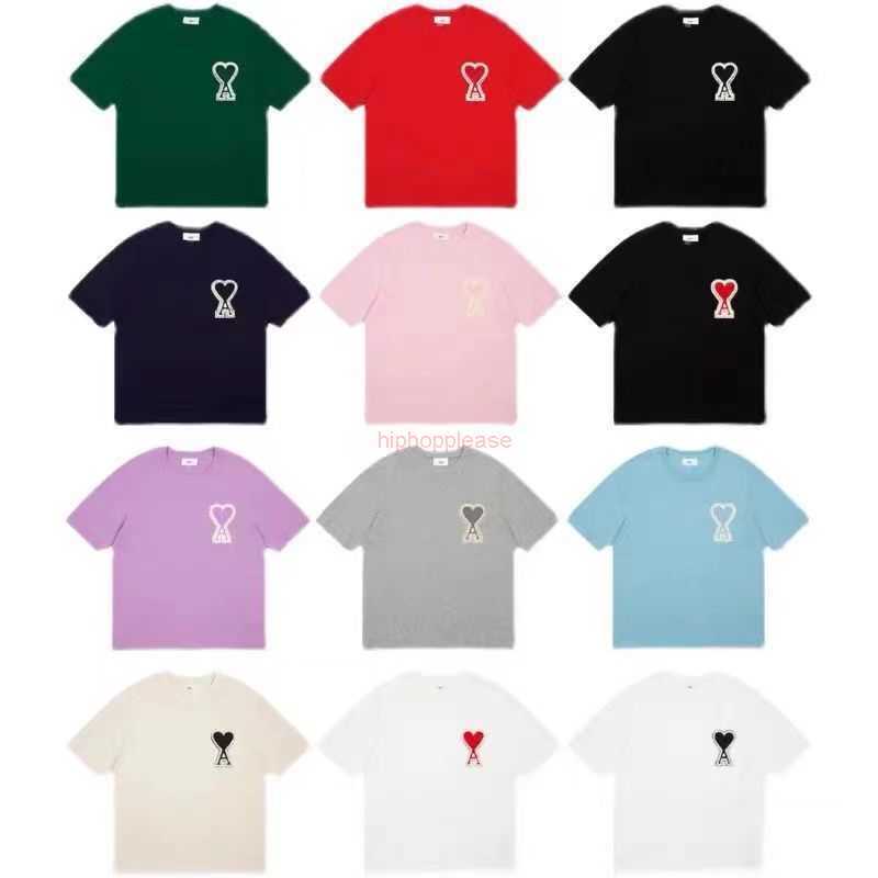 

Ami Designer Fashion Clothing Tees Tshirts Poisonous Ami Tshirt Short Sleeve Pure Cotton Love Embroidery Regular Thin Half Sleeve Couple Costume Top Ami Loose Half S, White heart