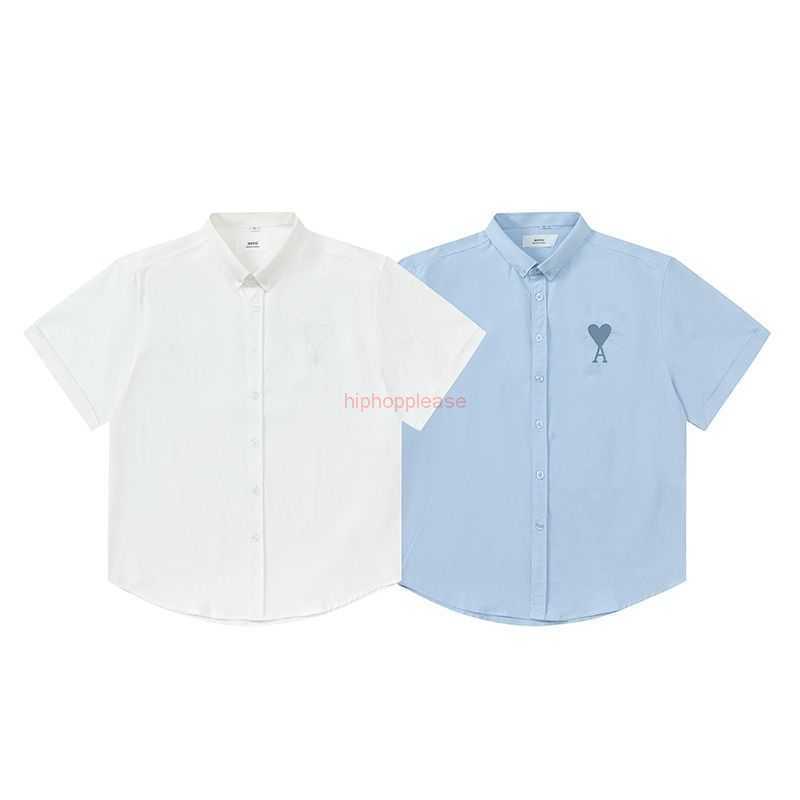 

Ami Designer Fashion Clothing Tees Tshirts Wang Yibo Ami Shirt Printed with Love Embroidery a Loose Fashion Casual Short Sleeved Shirt, Baby blue love embroidery a