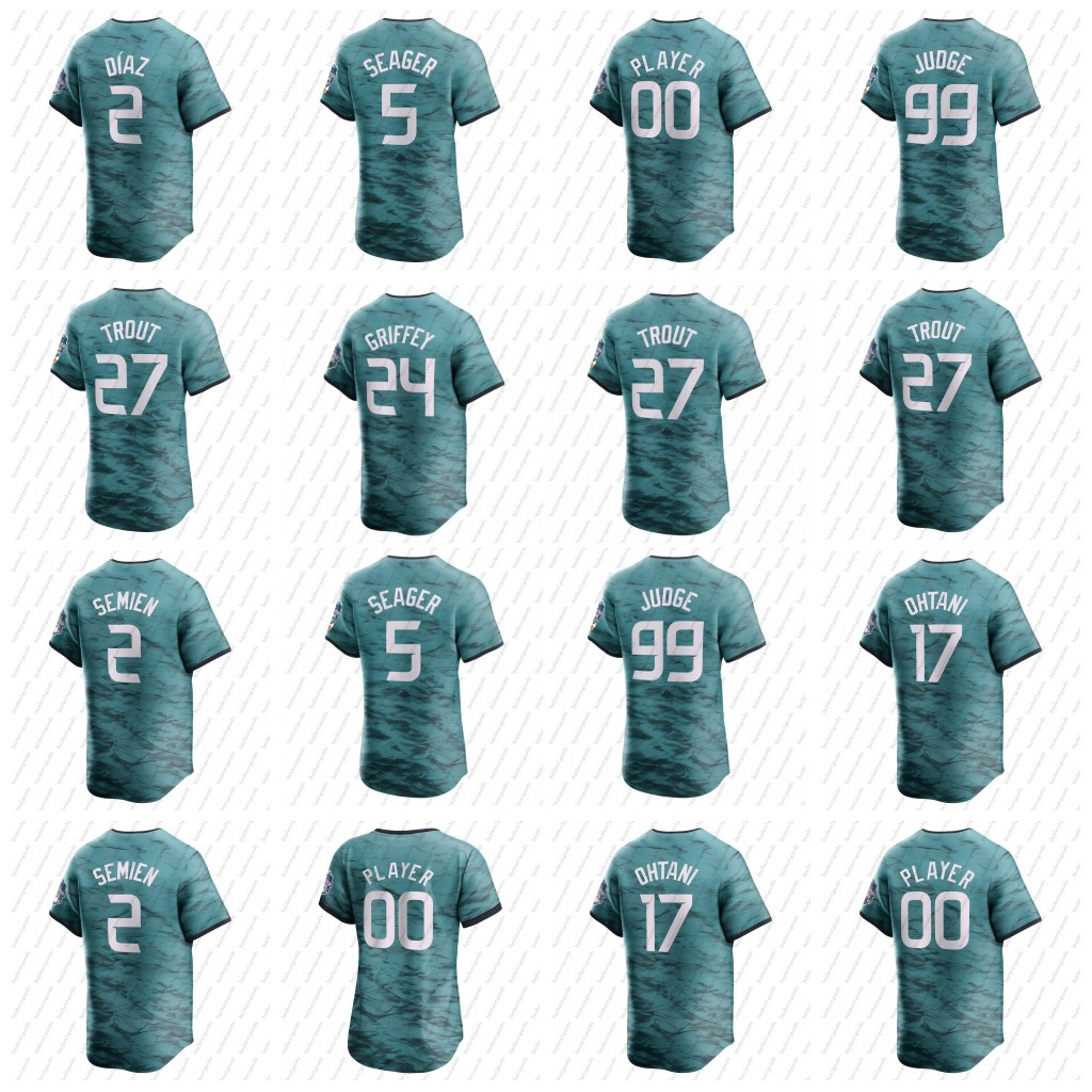 

American League 2023 All Star Game Jersey Shohei Ohtani Aaron Judge Mike Trout Randy Arozarena Corey Seager Ken Griffey Jr. Marcus Semien Josh Jung Yandy Diaz, Woman style