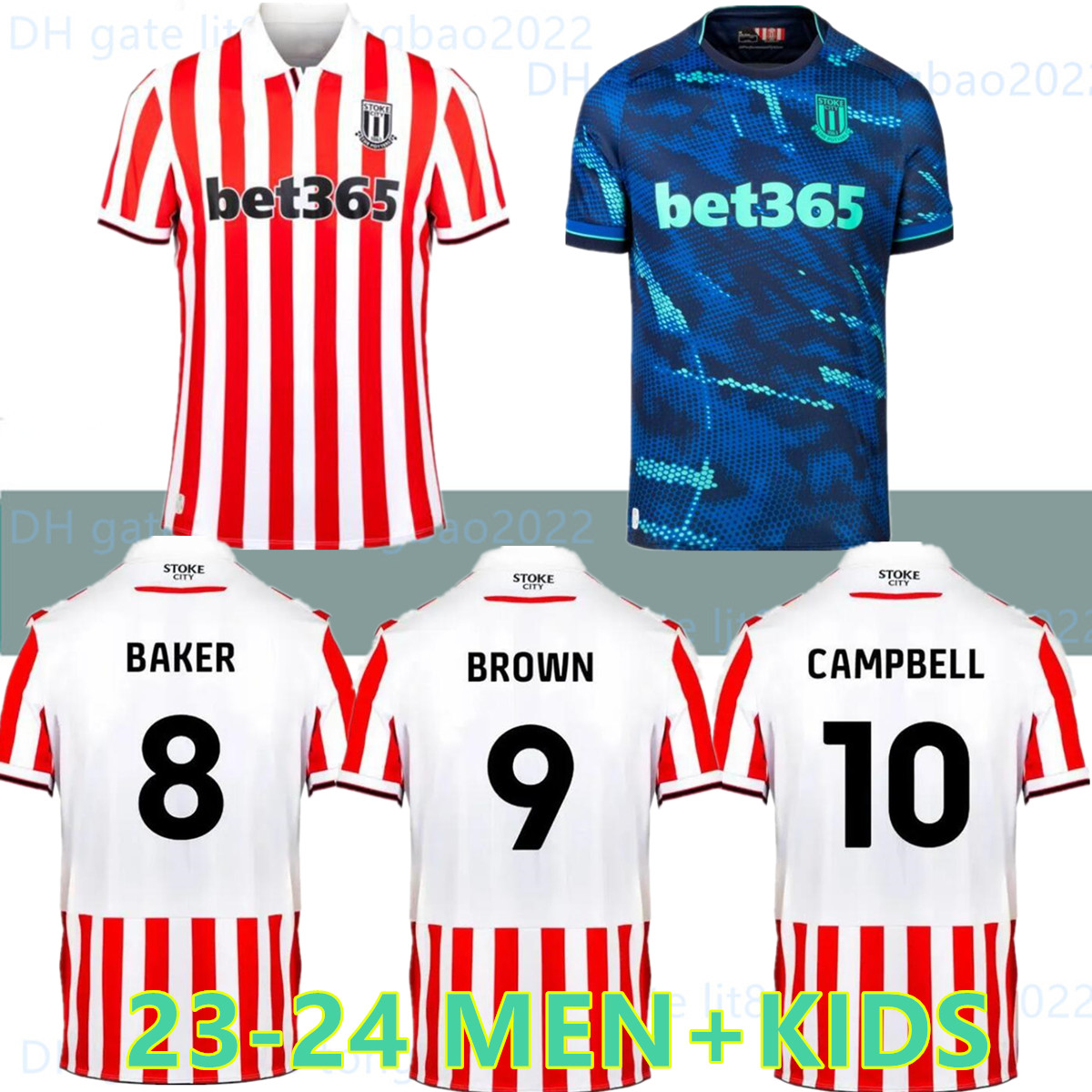 

22 23 24 Stoke City MIKEL CAMPBELL soccer jerseys SMITH FLETCHER POWELL BROWN CLUCAS home Kits 2023 2024 Baker men kids kit Football Shirts Uniforms 888, 23-24 home