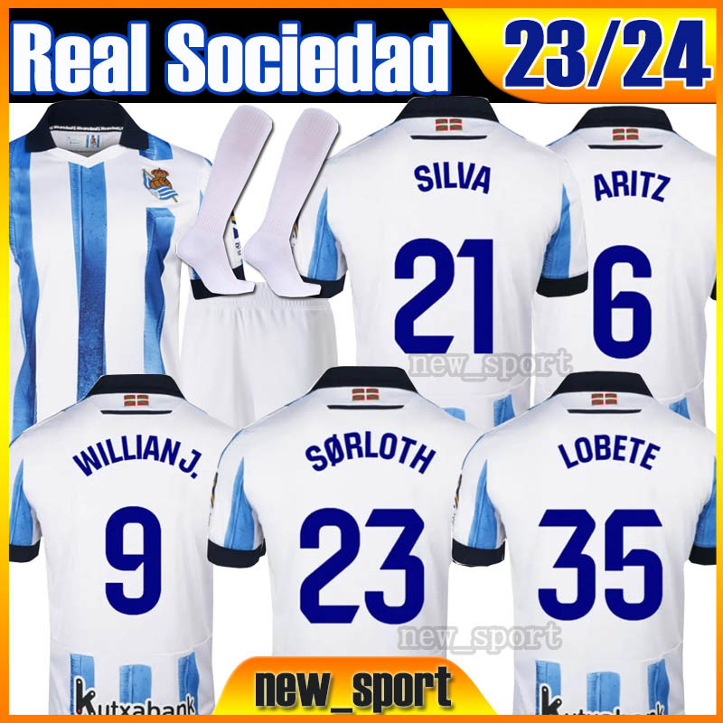 

23 24 Real Sociedad Soccer Jerseys Copa del Rey final Version 2023 2024 OYARZABAL X PRIETO PORTU DAVID men kids kits socks full sets camiseta de futbol Football Shirts, 23 24 home