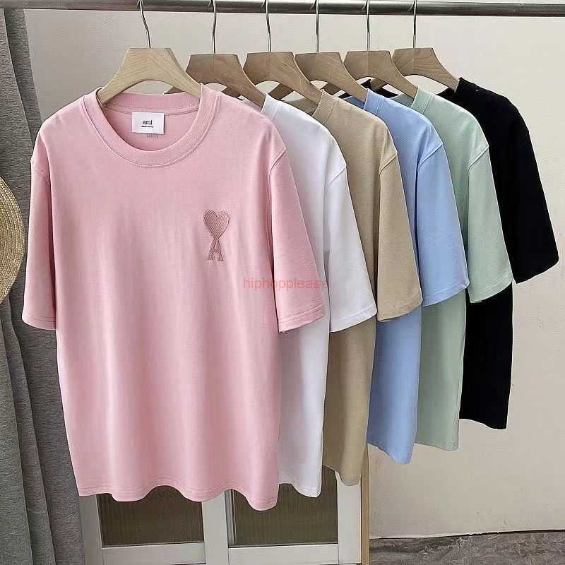 

Ami Designer Fashion Clothing Tees Tshirts Tested Quality Ami Short Sleeve High Version Macaron Candy Series Round Neck Loose T-shirt for Summer Lovers, Pure original high quality - pink