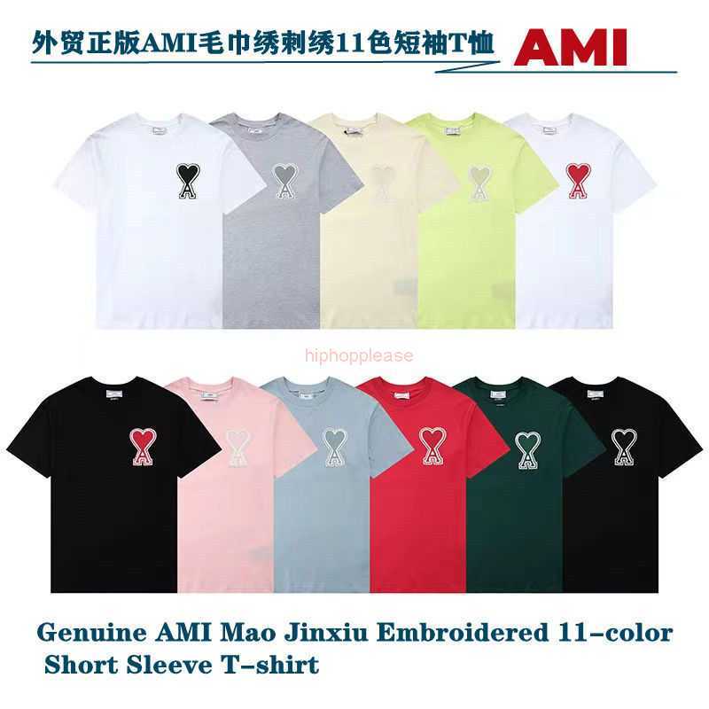 

Ami Designer Fashion Clothing Tees Tshirts Ami Short Sleeve Tshirt Womens Shoulder Round Neck Cotton Short Sleeve Loose Size Embroidered Top Student Unisex Summer D, White (red embroidered label) unisex