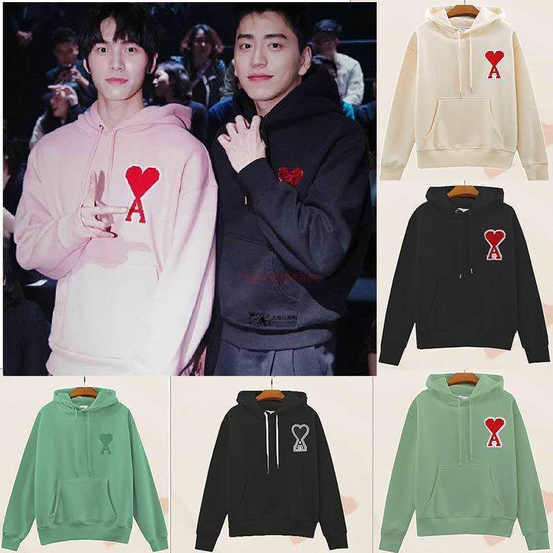 

Ami Designer Fashion Clothing Mens Sweatshirts Correct Version High Quality Ami Sweater for Women with Korean Embroidery Heart a Big Heart Hooded 2021 Plush Hoodie f, Shipping fee