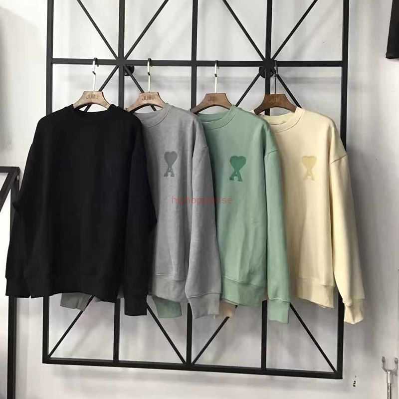 

Ami Designer Fashion Clothing Mens Sweatshirts Sakura Churan Ami2021 Early Autumn Same Color Love a Embroidered Round Neck Silhouette Versatile Mens Womens Sweate, Shipping fee