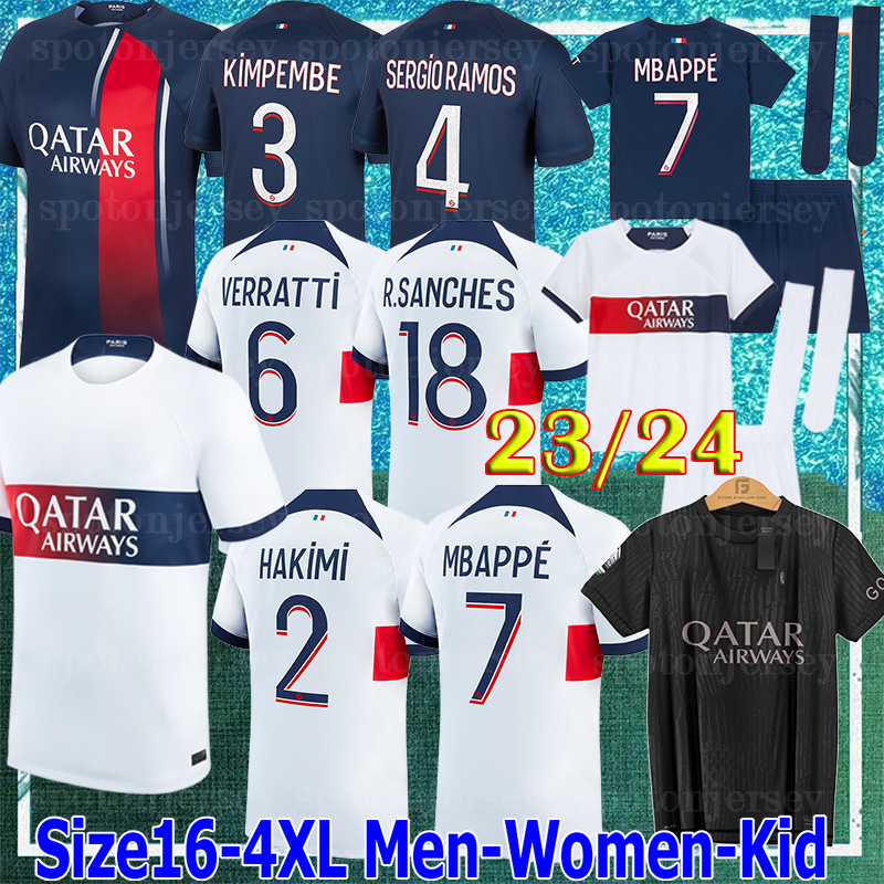 

2023 2024 MBAPPE soccer jerseys ASENSION maillot de foot HAKIMI C. Soler VERRATTI football shirt 23 24 home psgs hommes enfants kids KIT long sleeve goalkeeper, 23 24 away patch