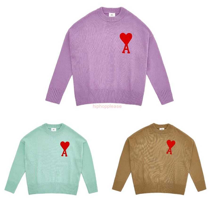 

Ami Designer Fashion Clothing Sweaters Ami Great Love A-letter Knitted Sweater Round Neck Style Unisex Driving Style, Shipping fee