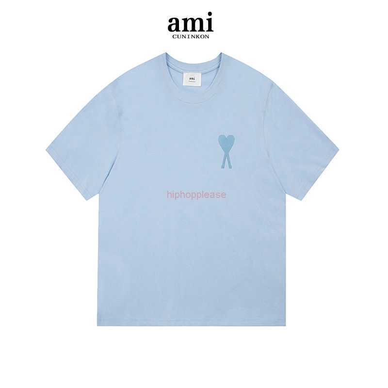 

Ami Designer Fashion Clothing Tees Tshirts Ami Pain Couple Casual T-shirt Men's Summer Macaron Same Color Love Fashion Brand Short Sleeve Loose Round Neck T-shirt, White men's and women's general code