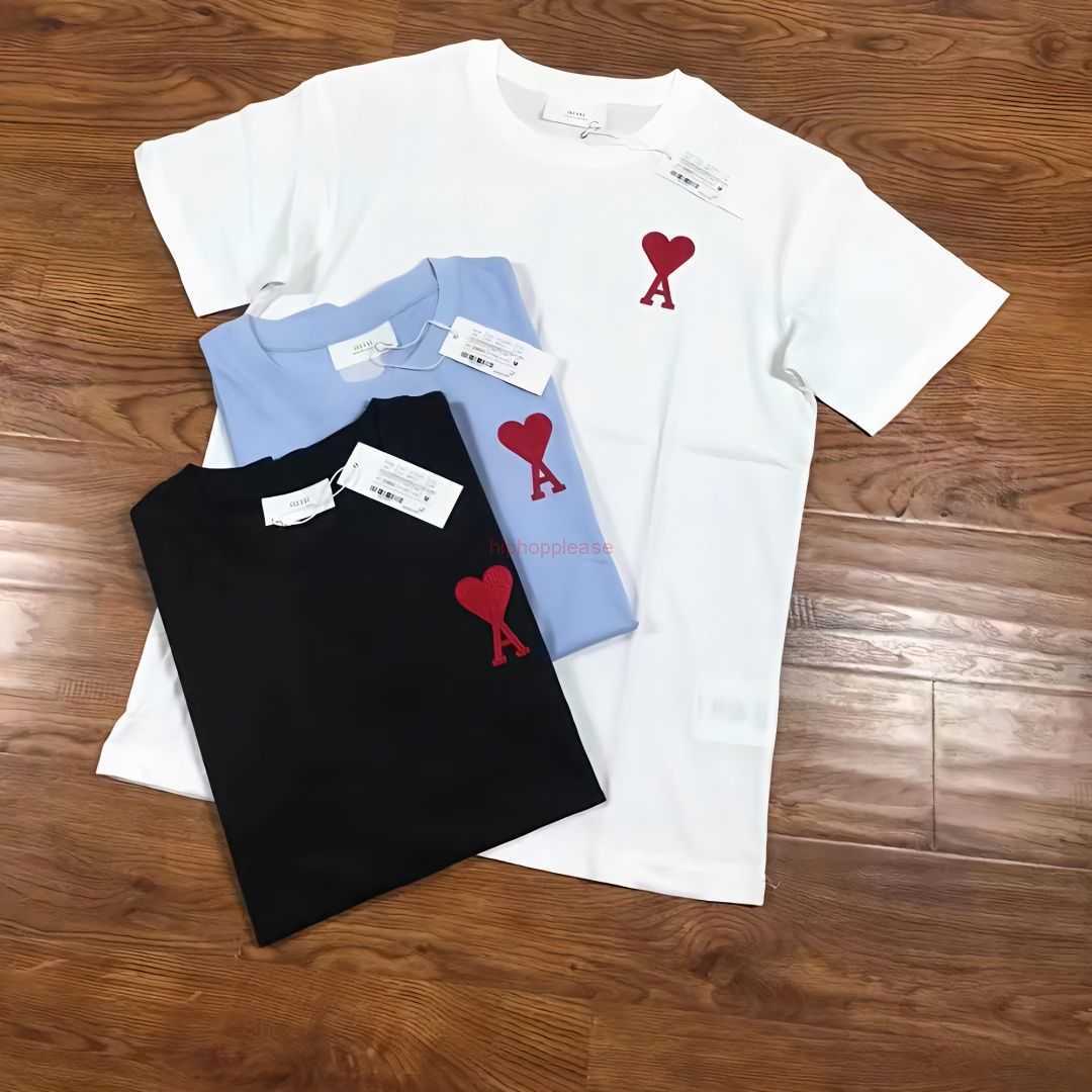 

Ami Designer Fashion Clothing Tees Tshirts French Ami Fashion Label Unisex Love High Street T-shirt Academy Style, White with small embroidery