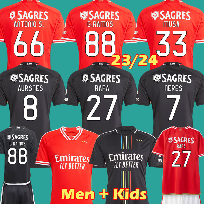 

23 24 SL Benfica soccer jerseys 111 SEFEROVIC WALDSCHMIDT EVERTON PIZZI RAFA DARWIN G.RAMOS 2023 2024 Home Away Men kids kit Football shirts OTAMENDI 888, Away league patch
