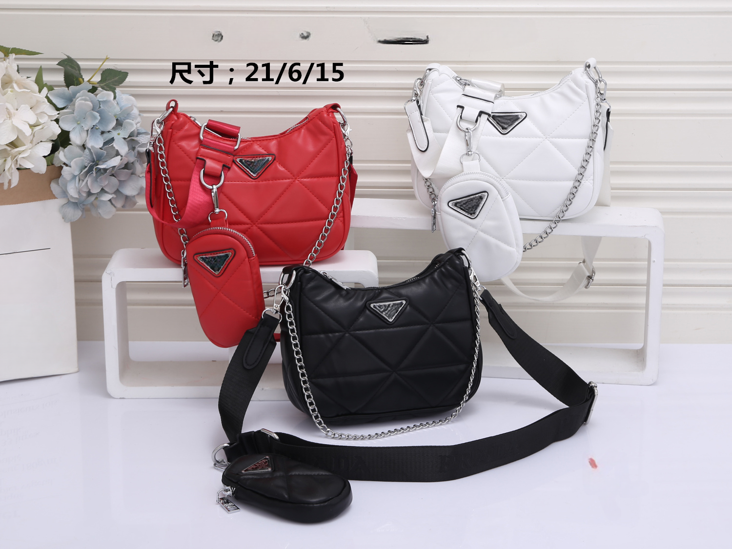 

Designers Bags 2 pieces set Shoulder Bag Leather womens men crossbody Hobos Chain Purses Multiple Colors multi function Versatile shoulder strap, White