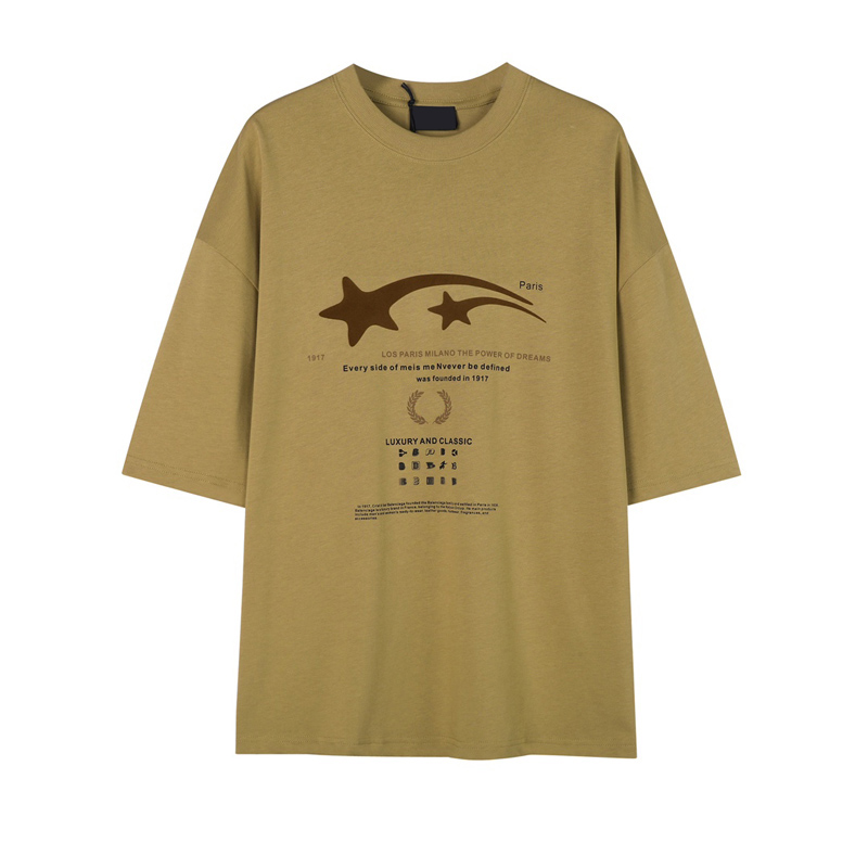 

23s Italy T Shirt Cotton Tee Casual Stars Summer 1917 Fashion Men Streetwear Short Sleeve Unisex Tshirt, Earth yellow