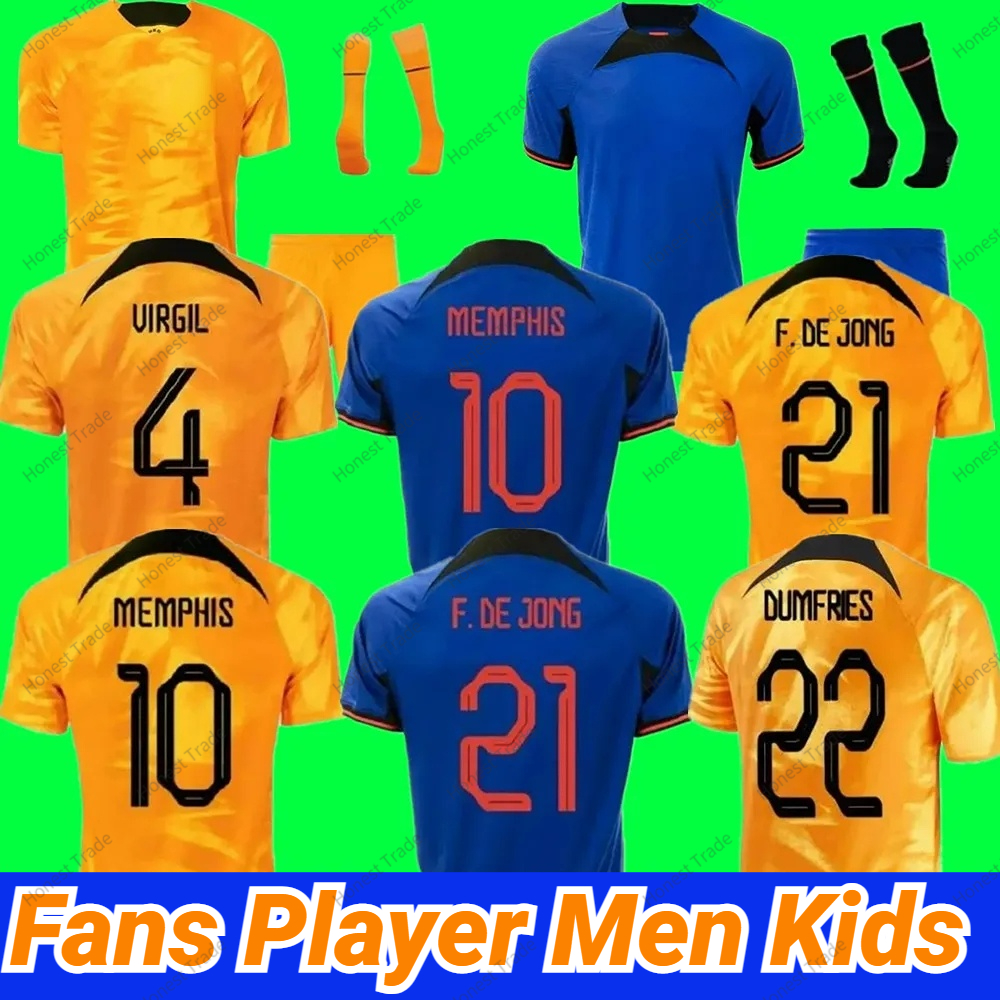 

2023 Paises Bajos MEMPHIS soccer jersey 22/23 Holland DE JONG VIRGIL DUMFRIES BERGVIJN Shirt KLAASSEN BLIND DE LIGT men kids kit footb, Adult away kit+socks