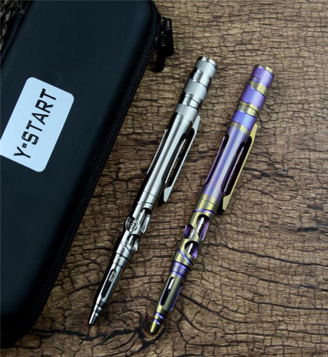 

YSTART EDC Tactical pen YP08 Titanium alloy handle with LED torch for outdoor camping defense tools3471209