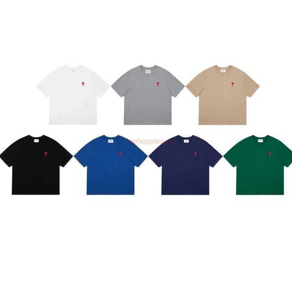 

Ami Designer Fashion Clothing Tees Tshirts Correct Edition Ami Classic Little Love Embroidery Solid Color Short Sleeve Casual Loose Cotton Top Tshirt for Men, White